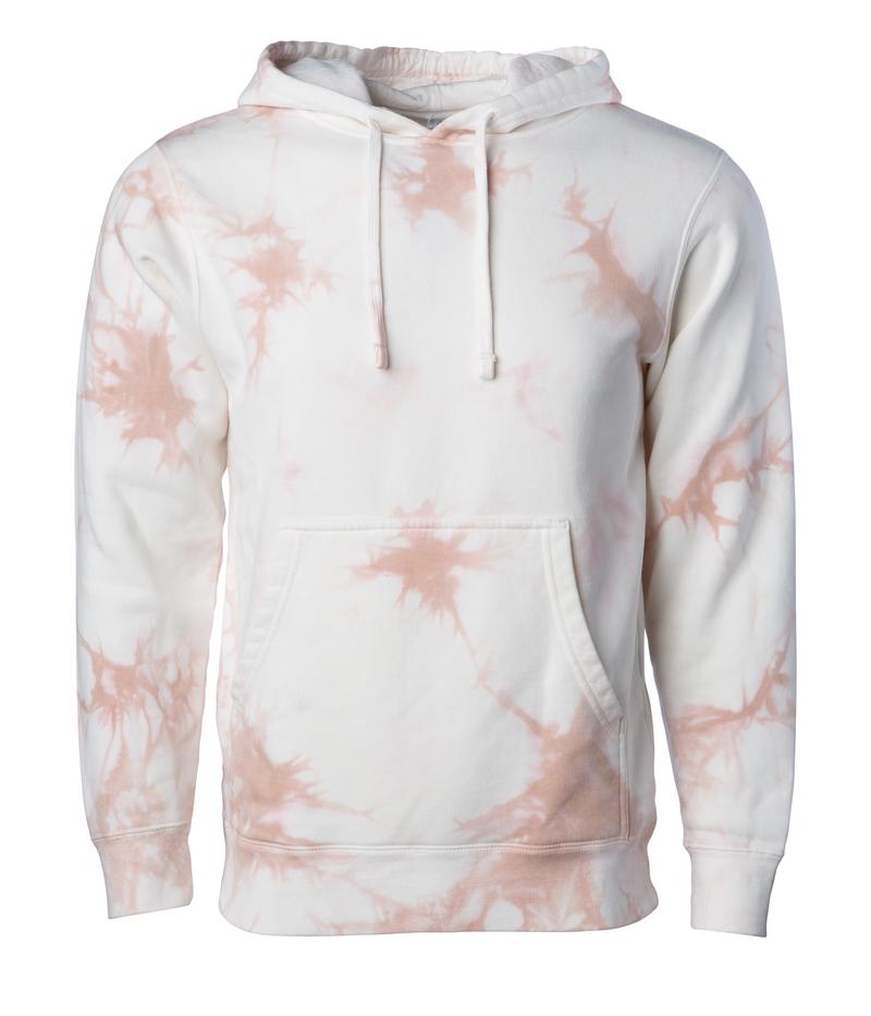 INDEPENDENT PRM4500TD-P1, Prm4500td - Unisex Midweight Tie Dye Hooded Pullover (colors T-t), Tie Dye Dusty Pink