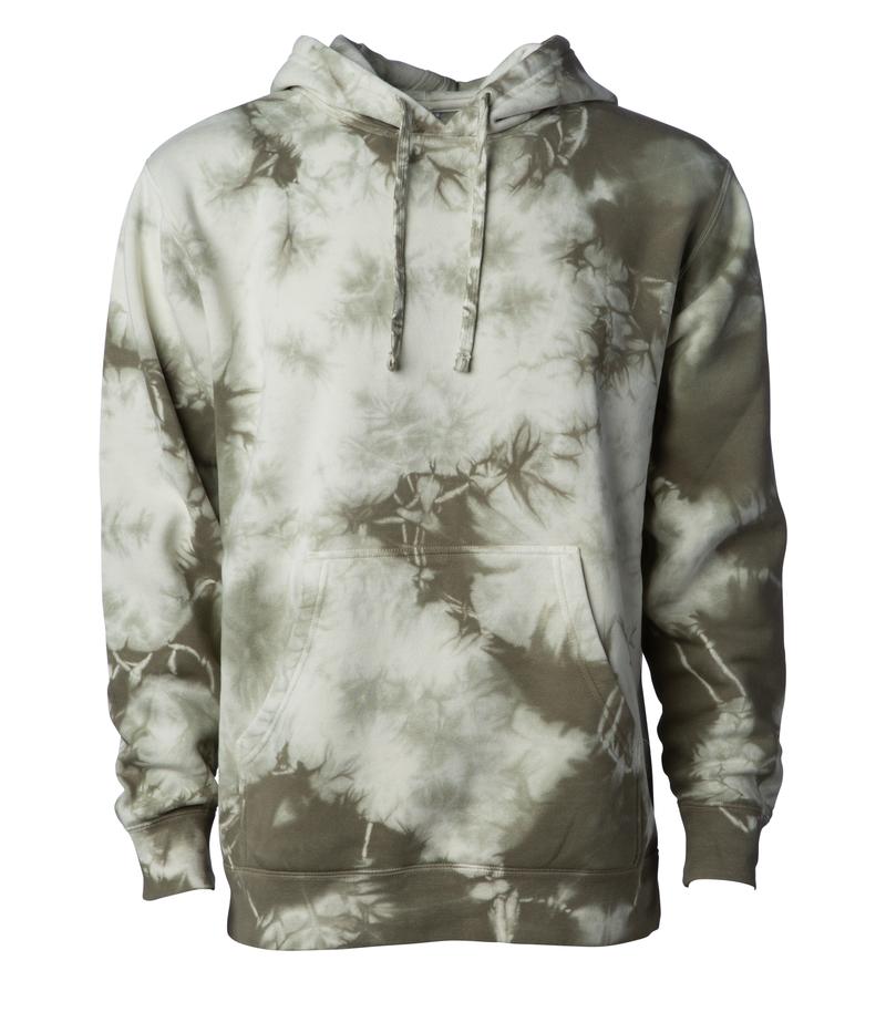 INDEPENDENT PRM4500TD-P1, Prm4500td - Unisex Midweight Tie Dye Hooded Pullover (colors T-t), Tie Dye Olive
