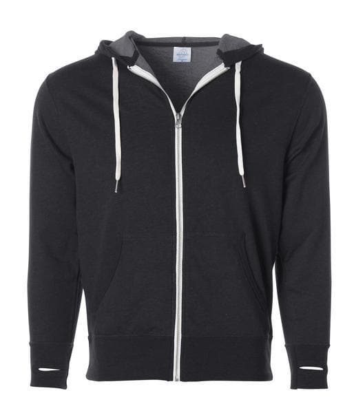 INDEPENDENT PRM90HTZ-P2, Prm90htz - Unisex French Terry Zip Hooded Sweatshirt (oatmeal Heather Salt And Pepper, Olive Heather, Salt And Pepper, Sky Heather), Black