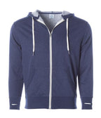 INDEPENDENT PRM90HTZ-P2, Prm90htz - Unisex French Terry Zip Hooded Sweatshirt (oatmeal Heather Salt And Pepper, Olive Heather, Salt And Pepper, Sky Heather), Navy Heather