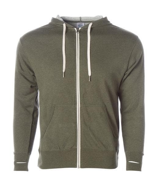 INDEPENDENT PRM90HTZ-P1, Prm90htz - Unisex French Terry Zip Hooded Sweatshirt (colors B-o), Olive Heather