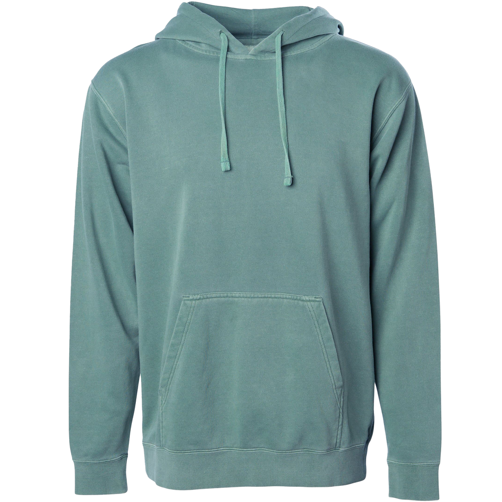 INDEPENDENT PRM4500, Unisex Midweight Pigment Dyed Hooded Pullover, Pigment Alpine Green