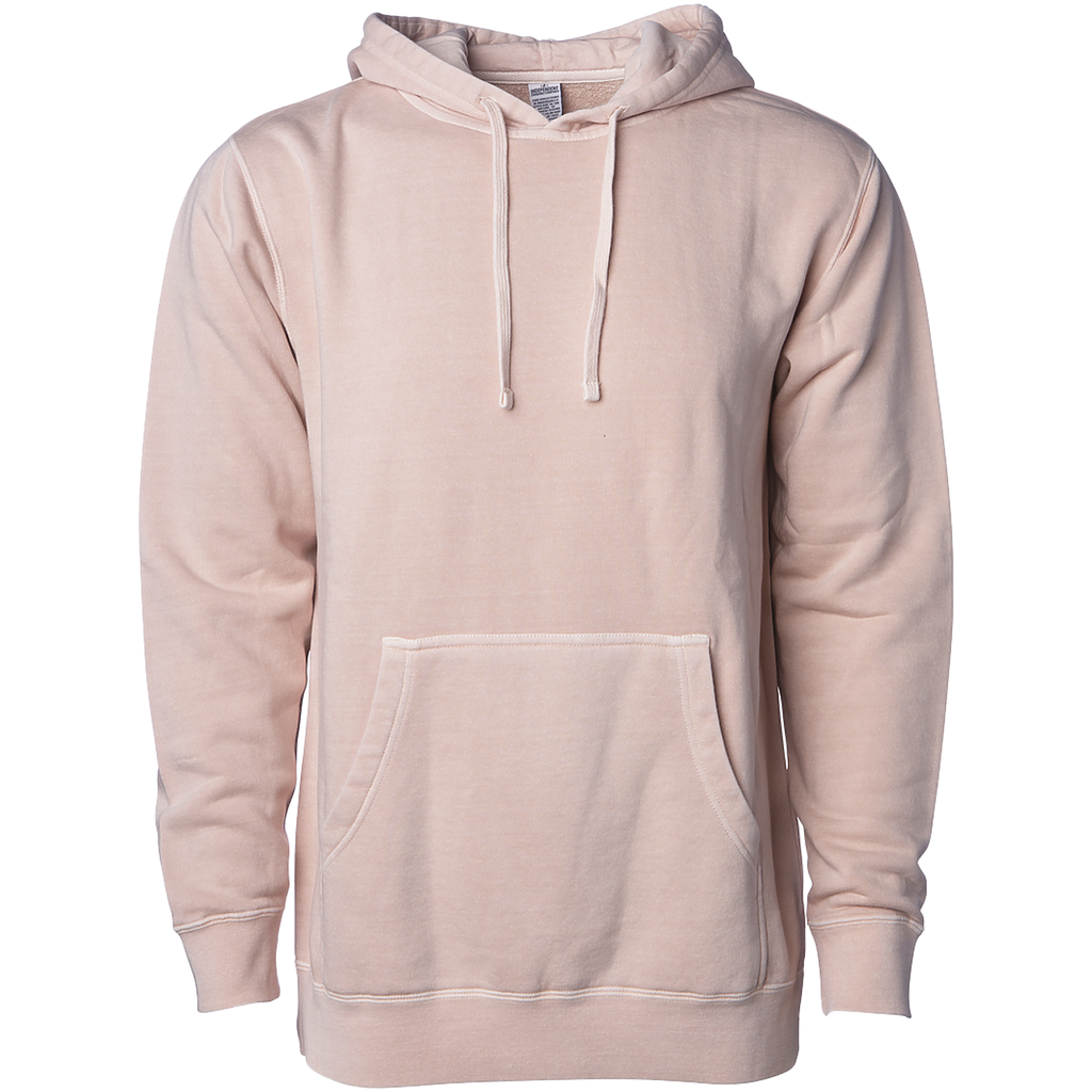 INDEPENDENT PRM4500, Unisex Midweight Pigment Dyed Hooded Pullover, Pigment Dusty Pink