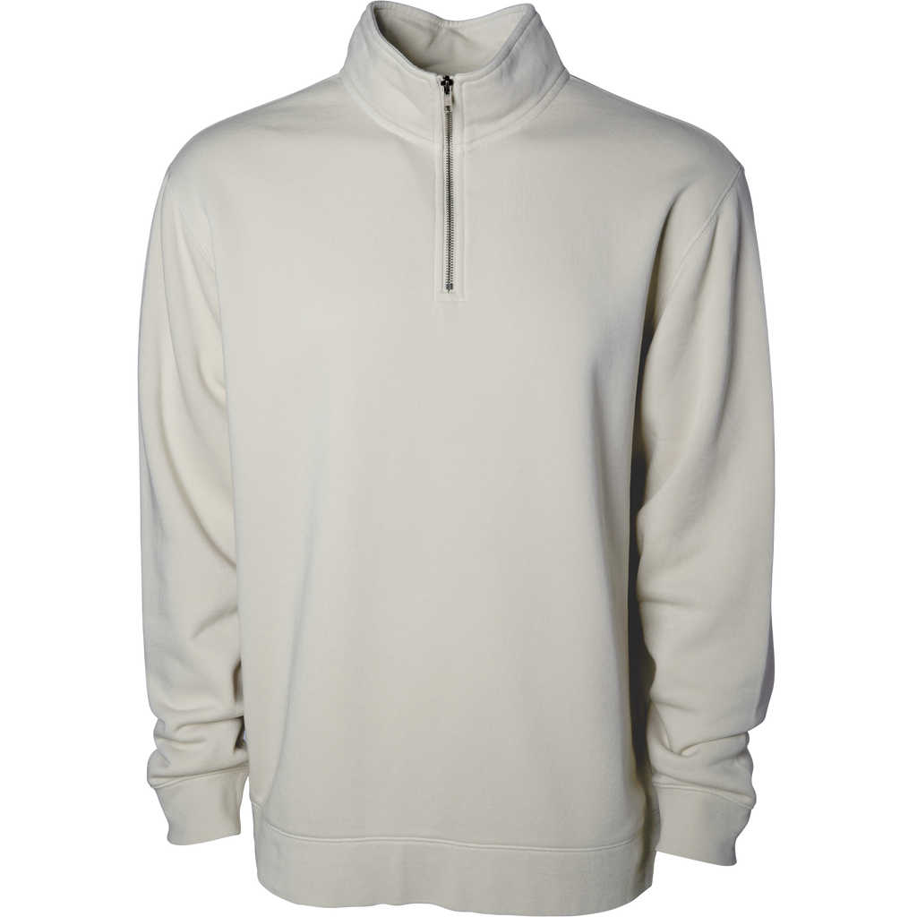 INDEPENDENT PRM4600QZ, Midweight Pigment Dye Quarter Zip, Pigment Ivory