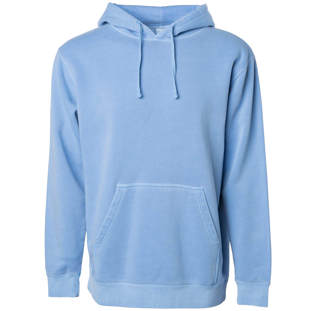 INDEPENDENT PRM4500, Unisex Midweight Pigment Dyed Hooded Pullover, Pigment Light Blue