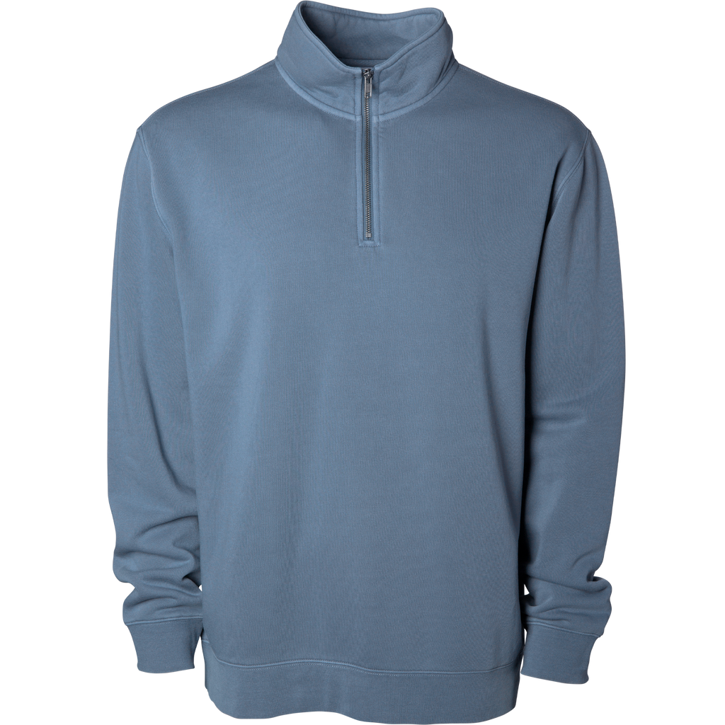 INDEPENDENT PRM4600QZ, Midweight Pigment Dye Quarter Zip, Pigment Slate Blue