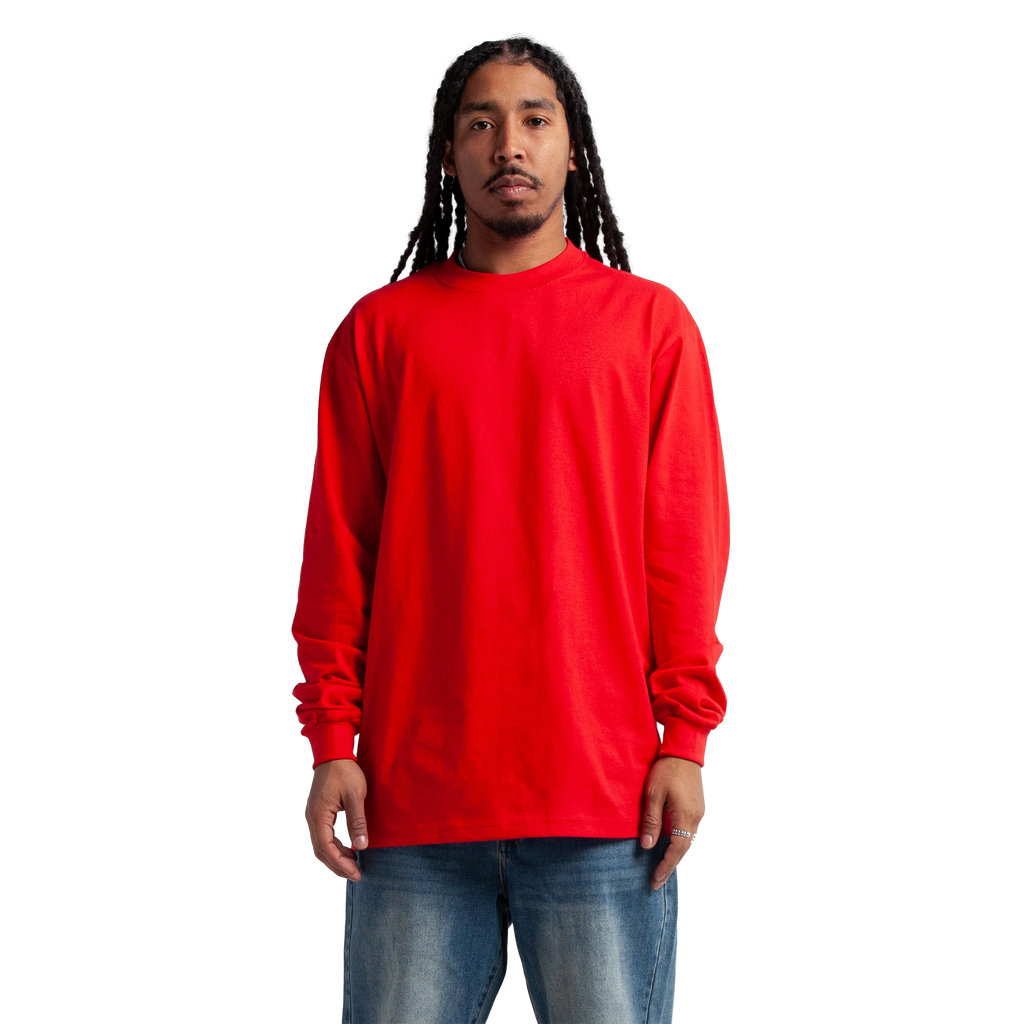 SHAKA WEAR Max Heavyweight Long Sleeve, - 7.5 Oz, Red