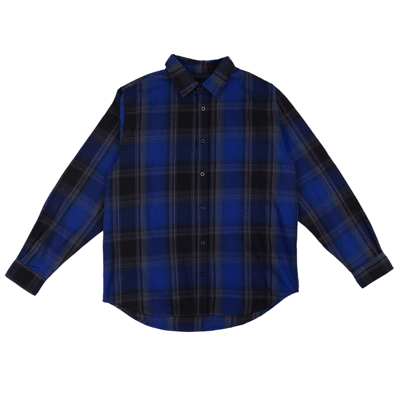SHAKA WEAR Plaid-Flannel-Overshirt, Plaid Flannel Overshirt, Royal Black