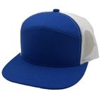 NISSI CAPS GNV-7005M, - 7 Panels Mesh Flat Bill Cap, White Royal