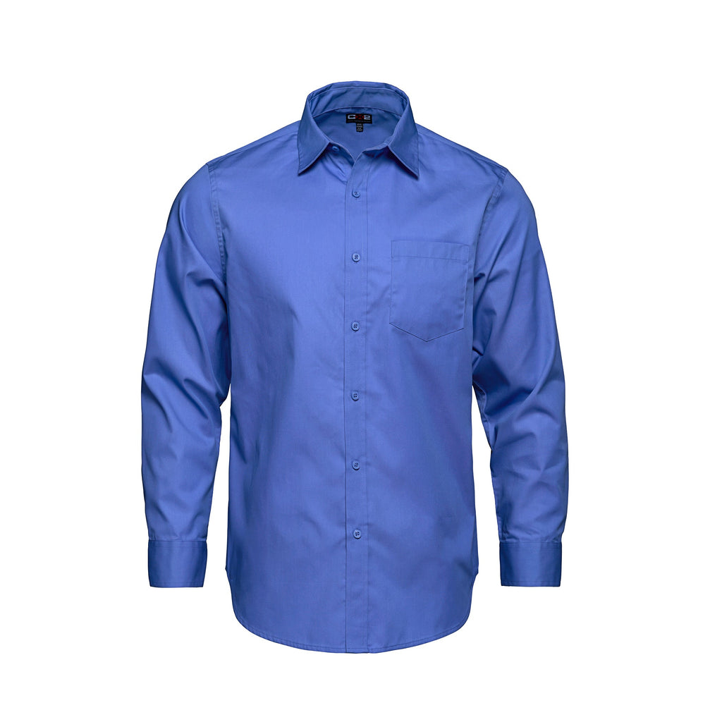 CX2 S04600, - Camden - Men's Poly-cotton Twill Long Sleeve Easy-care Shirt, Blue