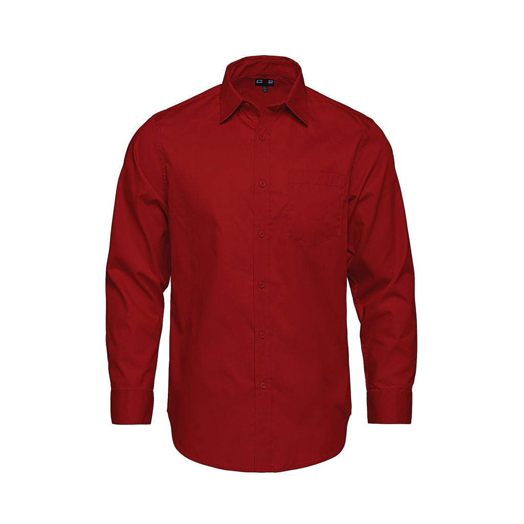 CX2 S04600, - Camden - Men's Poly-cotton Twill Long Sleeve Easy-care Shirt, Red