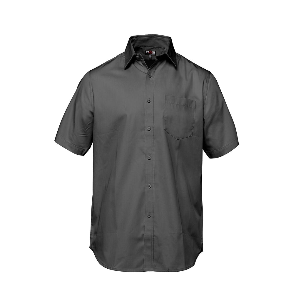 CX2 S04605, - Ashton - Poly Cotton Twill Short Sleeve Easy-care Shirt, Grey