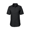 CX2 S04606, - Ashton - Ladies Poly Cotton Twill Short Sleeve Easy-care Shirt, Black