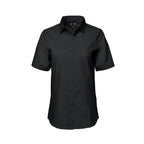 CX2 S04606, - Ashton - Ladies Poly Cotton Twill Short Sleeve Easy-care Shirt, Black