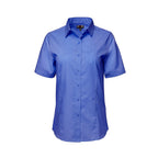 CX2 S04606, - Ashton - Ladies Poly Cotton Twill Short Sleeve Easy-care Shirt, Blue