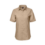 CX2 S04606, - Ashton - Ladies Poly Cotton Twill Short Sleeve Easy-care Shirt, Sand