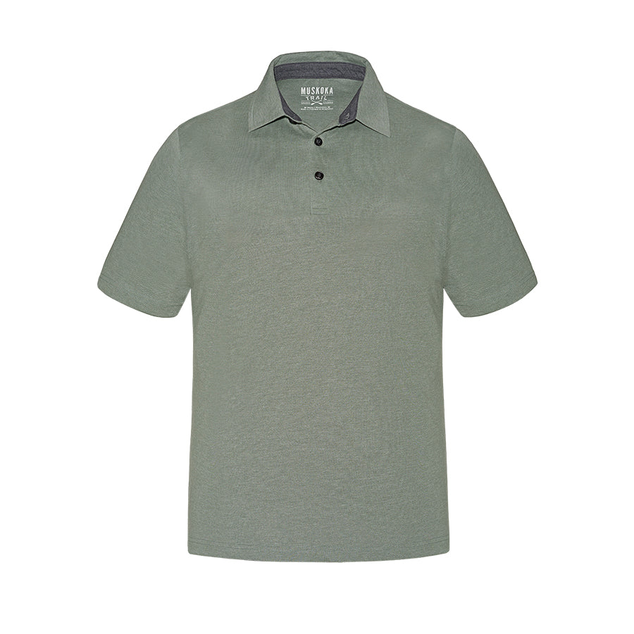 Muskoka Trail S05750, - Fairway - Men's Cotton/poly Jersey Polo, Melange Fatigue Green