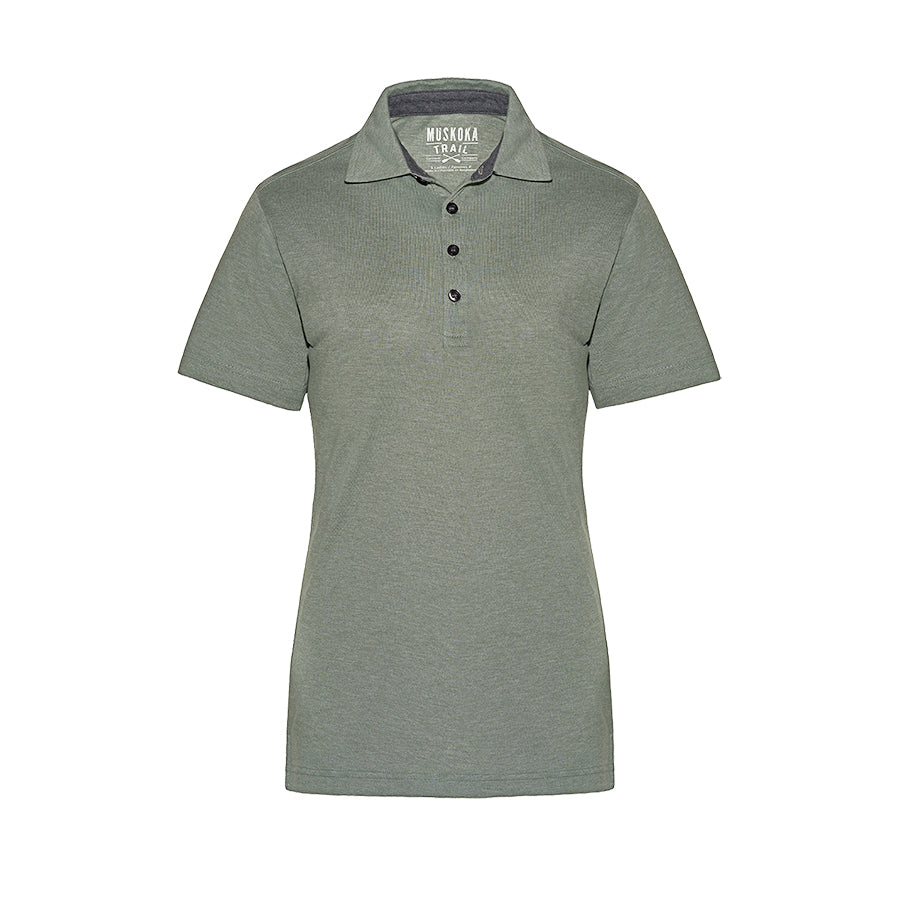 Muskoka Trail-S05751 polo shirt in Melange Fatigue Green