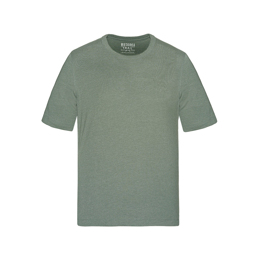 Muskoka Trail S05917, - Liberty - Adult Cotton/poly Crewneck T-shirt, Melange Fatigue Green