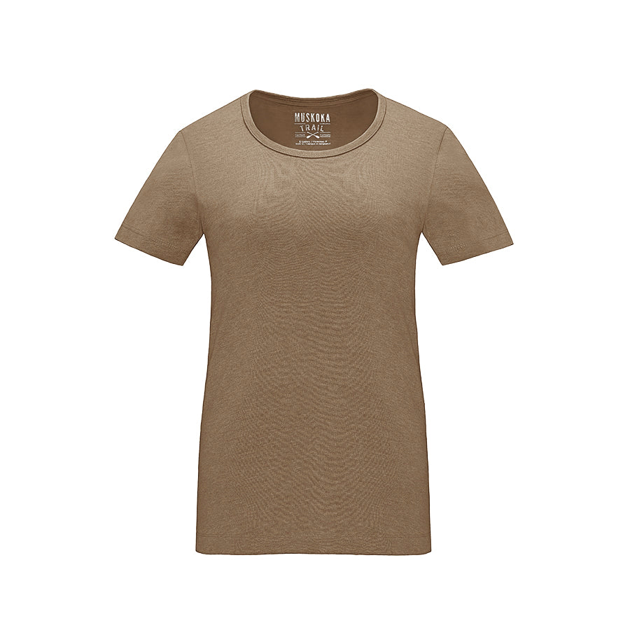 Muskoka Trail S05918, - Liberty - Ladies Poly/cotton Crewneck T-shirt, Melange Taupe