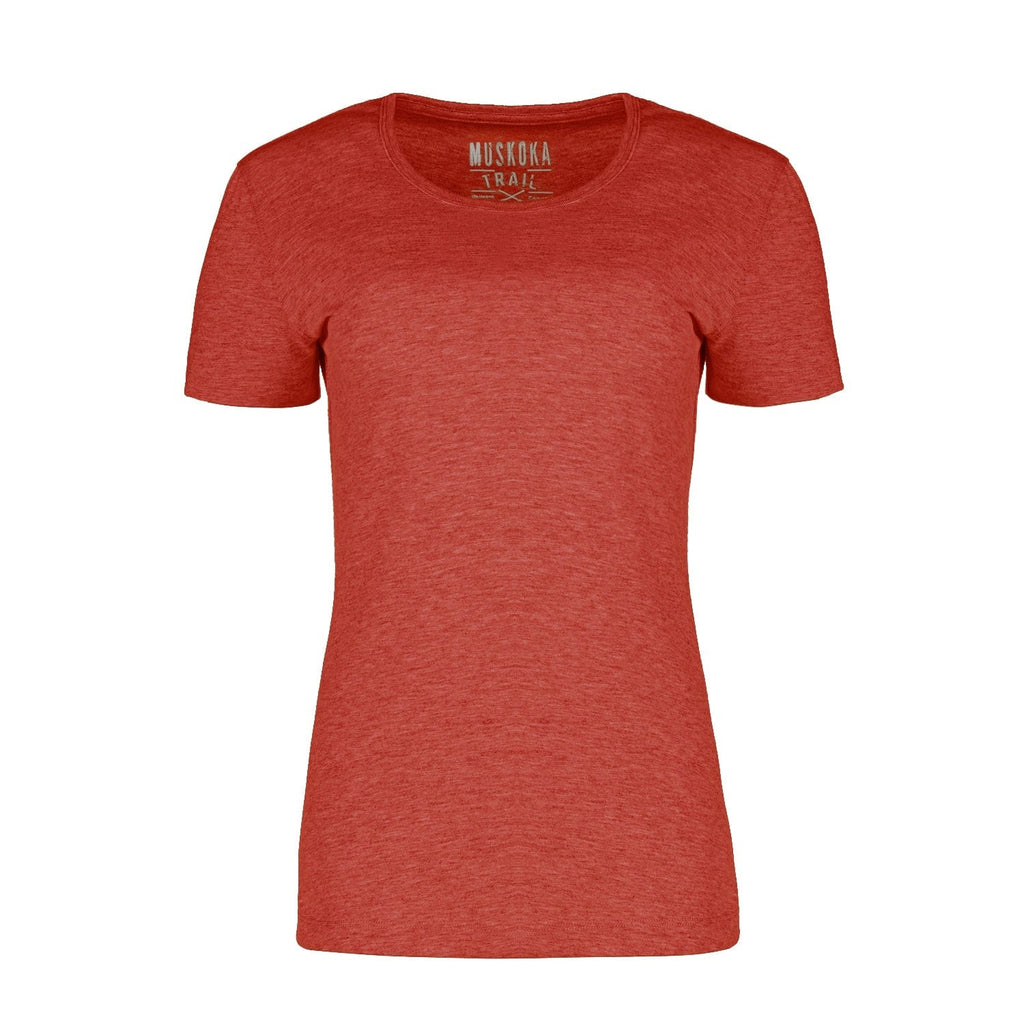 Muskoka Trail S05918, - Liberty - Ladies Poly/cotton Crewneck T-shirt, Melange Crimson