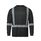 CX2 Hi-Vis S05982, - Volt - Long Sleeve Hi-vis T-shirt With Segmented Stripes, Black