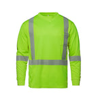 CX2 Hi-Vis S05982, - Volt - Long Sleeve Hi-vis T-shirt With Segmented Stripes, Fluorescent Lime