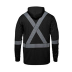CX2 Hi-Vis S05985, - Glow - Long Sleeve Hi-vis Hooded T-shirt With Segmented Stripes, Black