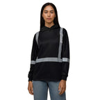 CX2 Hi-Vis S05985, - Glow - Long Sleeve Hi-vis Hooded T-shirt With Segmented Stripes, Black