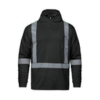 CX2 Hi-Vis S05985, - Glow - Long Sleeve Hi-vis Hooded T-shirt With Segmented Stripes, Black