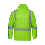 CX2 Hi-Vis S05985, - Glow - Long Sleeve Hi-vis Hooded T-shirt With Segmented Stripes, Fluorescent Lime