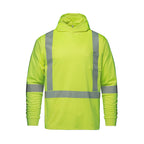 CX2 Hi-Vis S05985, - Glow - Long Sleeve Hi-vis Hooded T-shirt With Segmented Stripes, Fluorescent Yellow
