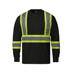 CX2 Hi-Vis S05995, - Paramount - Cotton Long Sleeve Hi-vis T-shirt, Black