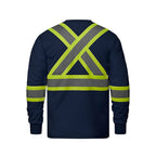 CX2 Hi-Vis S05995, - Paramount - Cotton Long Sleeve Hi-vis T-shirt, Navy