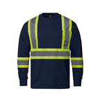 CX2 Hi-Vis S05995, - Paramount - Cotton Long Sleeve Hi-vis T-shirt, Navy