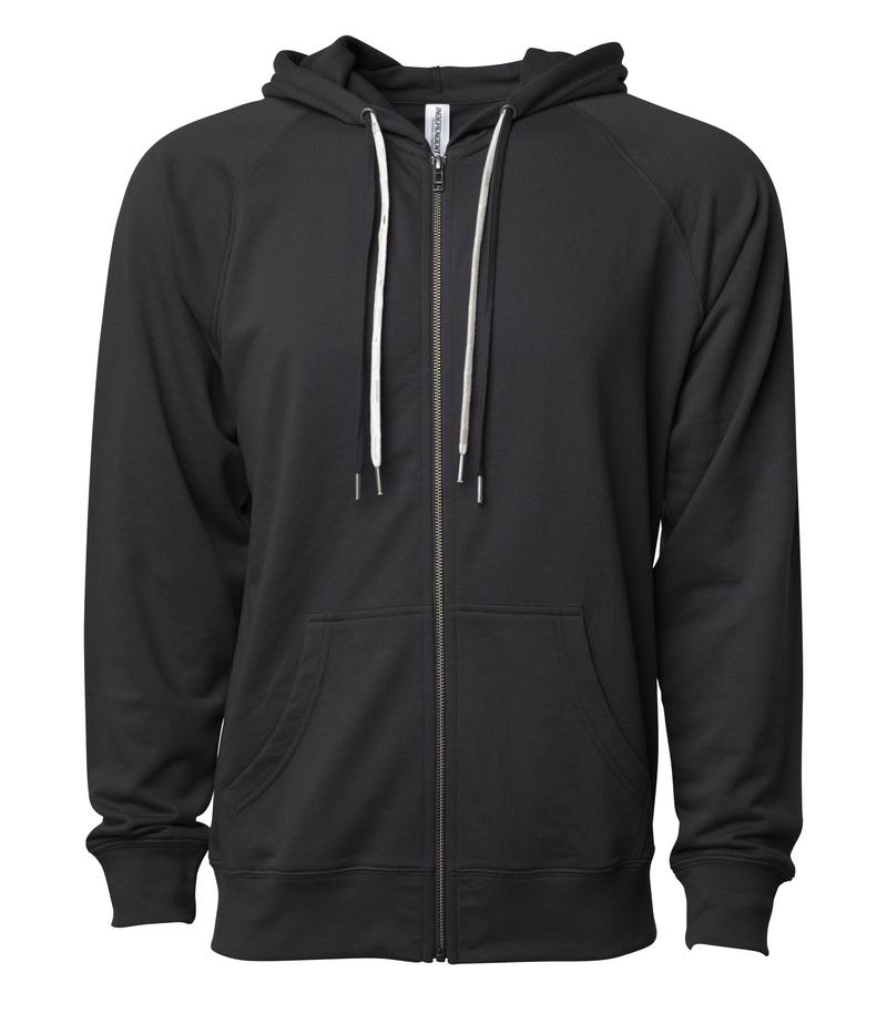 INDEPENDENT SS1000Z, Unisex Lightweight Loopback Terry Ziphood, Black