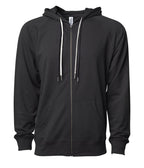 INDEPENDENT SS1000Z, Unisex Lightweight Loopback Terry Ziphood, Black
