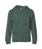 INDEPENDENT SS4001YZ, Youth Midweight Zip Hooded Sweatshirt, Alpine Green