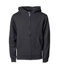 INDEPENDENT SS4001YZ, Youth Midweight Zip Hooded Sweatshirt, Charcoal Heather