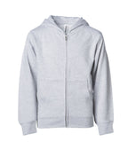 INDEPENDENT SS4001YZ, Youth Midweight Zip Hooded Sweatshirt, Grey Heather