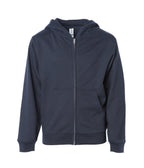 INDEPENDENT SS4001YZ, Youth Midweight Zip Hooded Sweatshirt, Navy