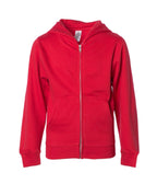 Independent Trading Co. SS4001YZ, Youth Midweight Zip Hooded Sweatshirt, Red