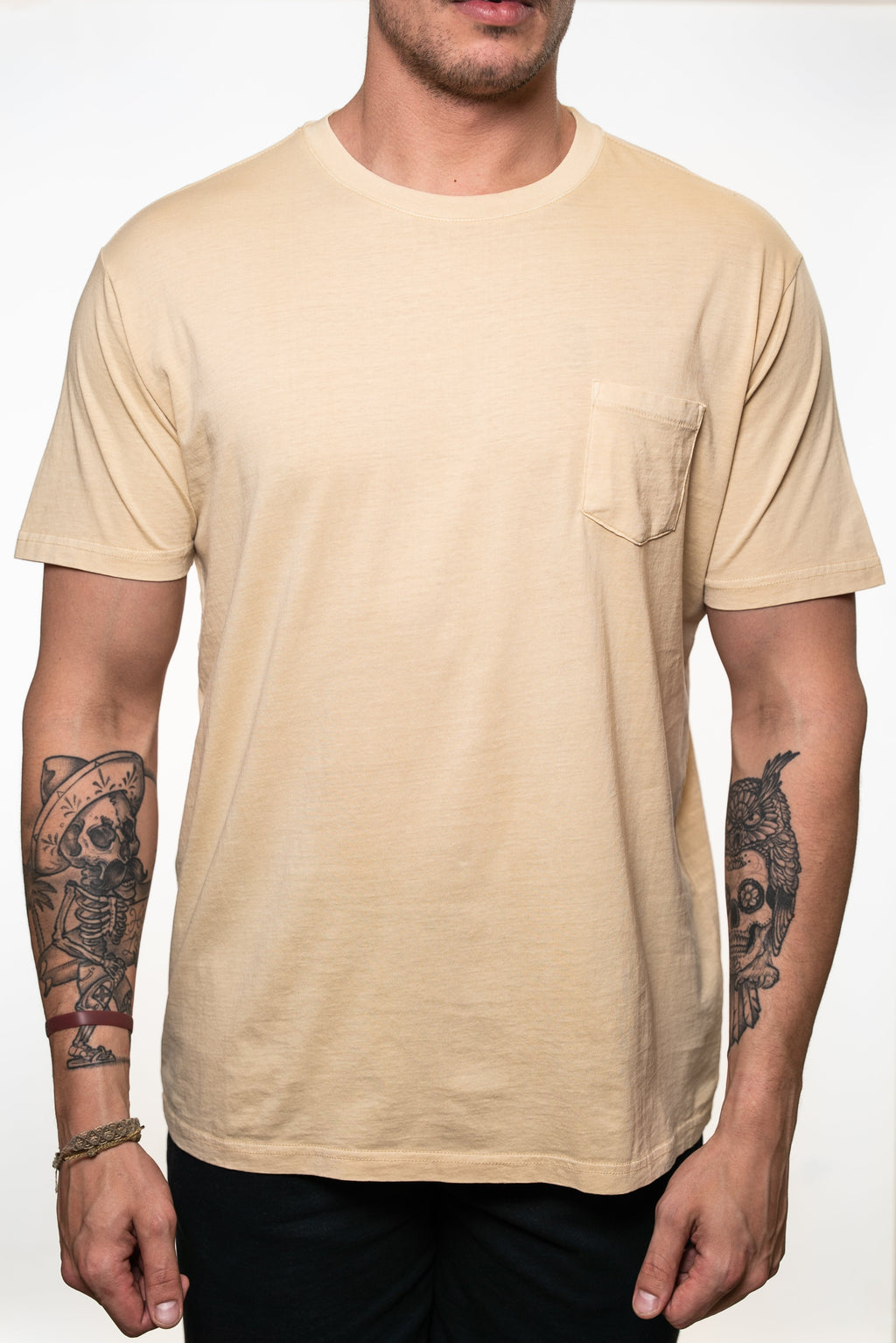 SEVEN TIDES STSSC14, Pigment Dyed Pocket Tee, Khaki