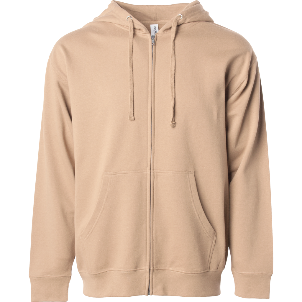 INDEPENDENT SS4500Z, Midweight Zip Hooded Sweatshirt, Sandstone