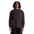SHAKA WEAR Garment Dye Longsleeve Designer Tee, - 9.0 Oz, Black