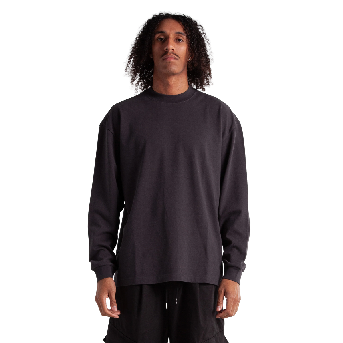 SHAKA WEAR Garment Dye Longsleeve Designer Tee, - 9.0 Oz, Black