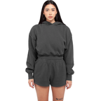 SHAKA WEAR Women Garment Dye Crop Hoodie, Hoodies, Shadow
