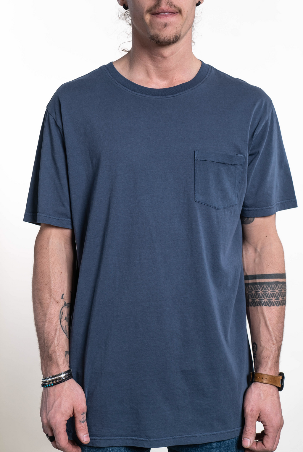 SEVEN TIDES STSSC14, Pigment Dyed Pocket Tee, Navy