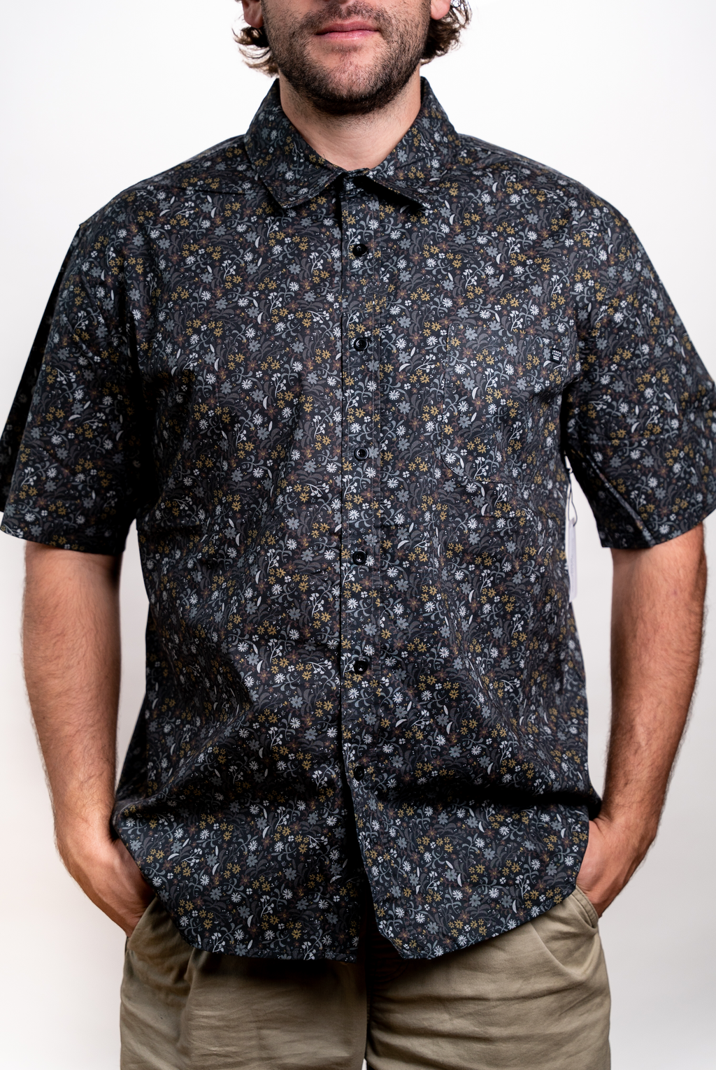 SEVEN TIDES STSSW44, Shangri La Ss Woven, Black Mini Floral Print