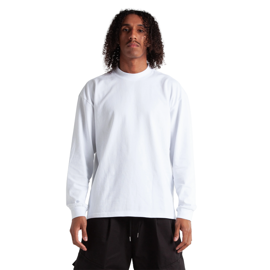 SHAKA WEAR Garment Dye Longsleeve Designer Tee, - 9.0 Oz, Black